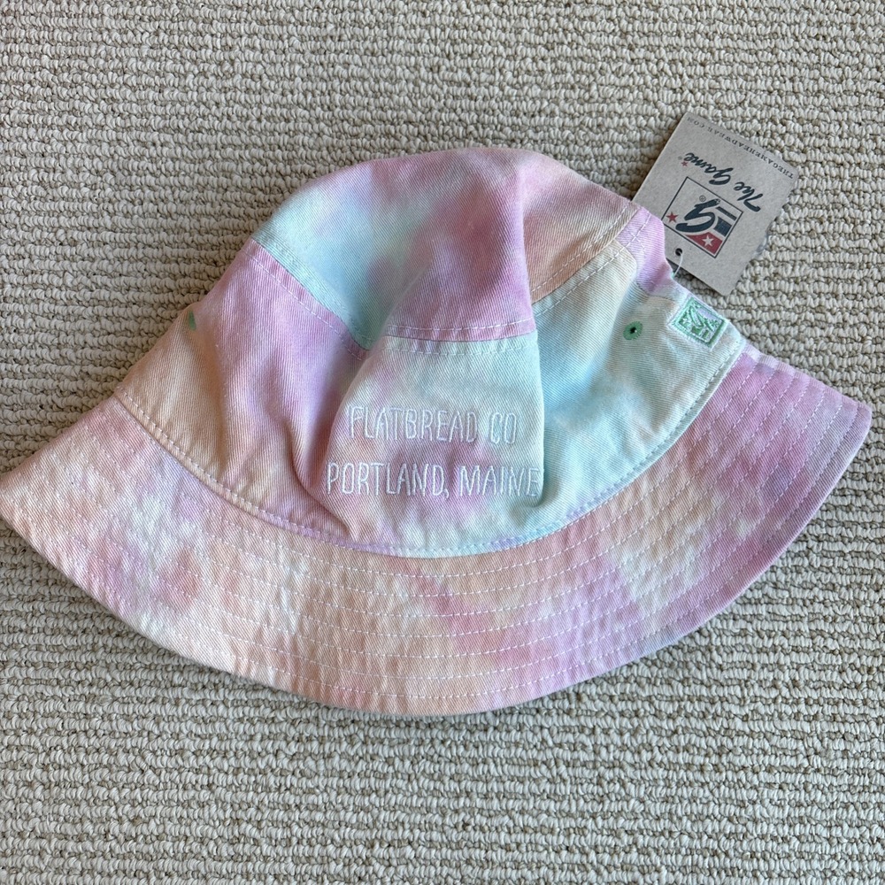 NWT The Game Flatbread Co Portland Maine cotton tie dye bucket hat one size